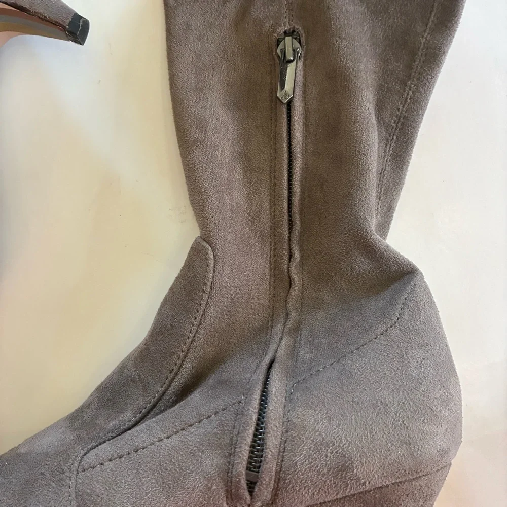 Sam Edleman Kristie Pointed Toe Kitten Heel Taupe Over The Knee Boots Size 8